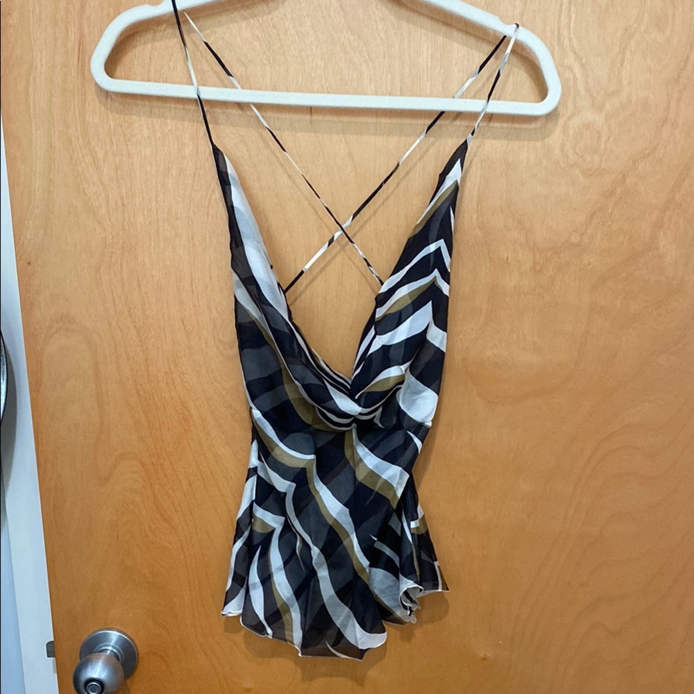 Valentino cross back sheer Print Top